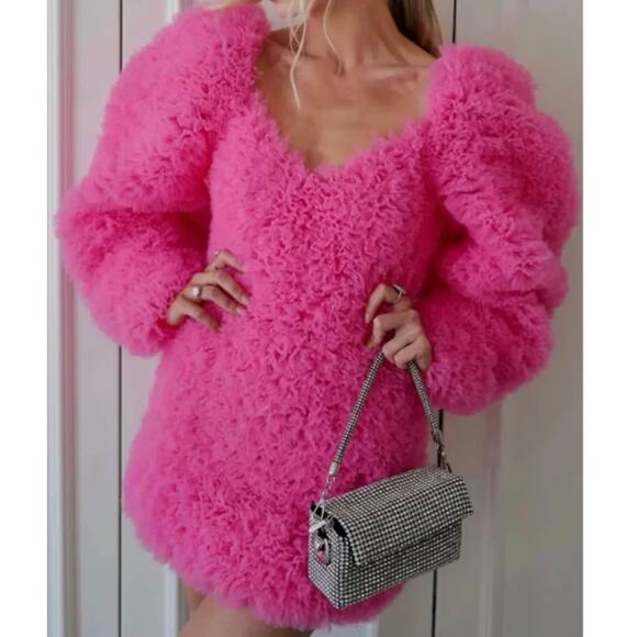 Selezza London Tulle Mini Dress Pink Blossom Dress XS Statement Party Designer - Picture 9 of 9